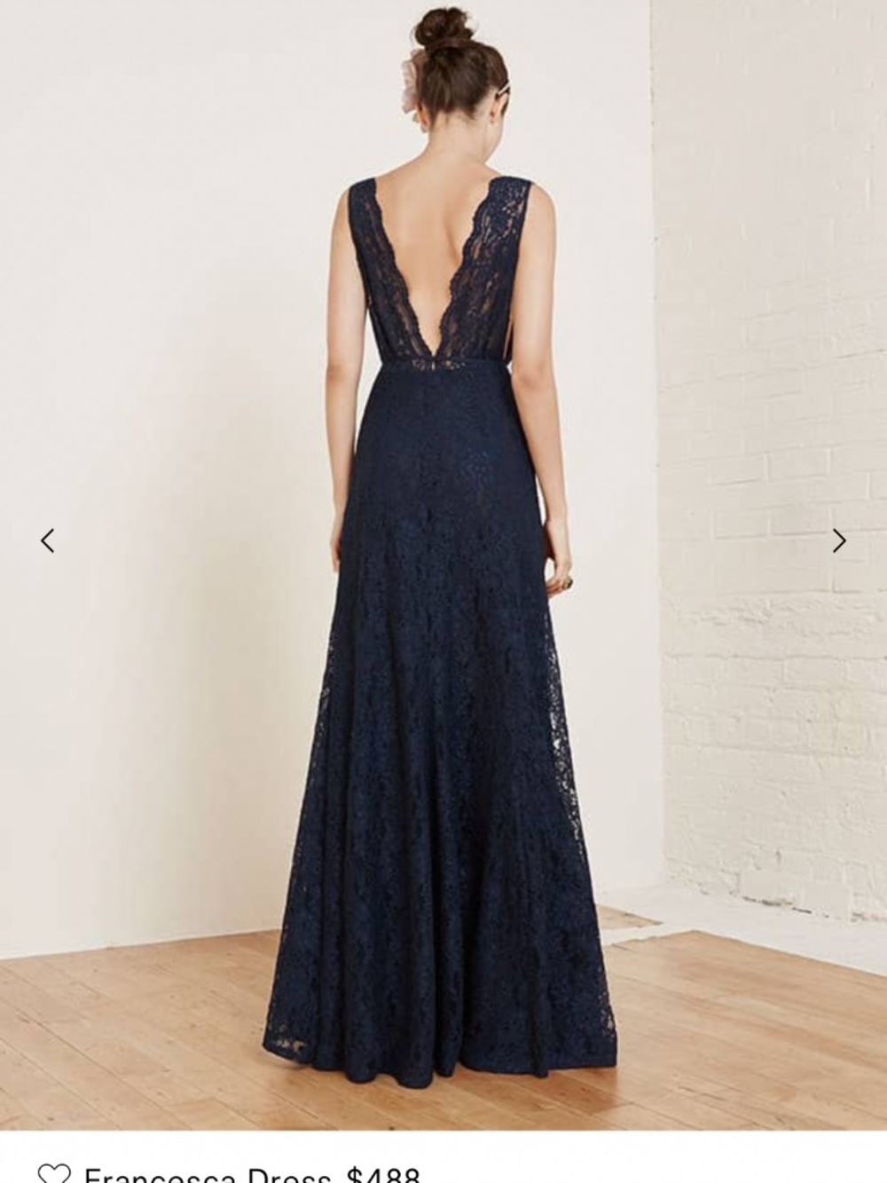 Reformation NWT Size 12 $488 Francesca Deep Navy Plunge Lace Dress Wedding Gown - Picture 5 of 11